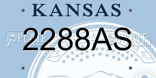 2288AS Kansas License Plate