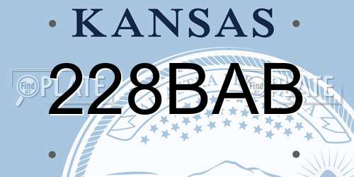 228BAB Kansas License Plate