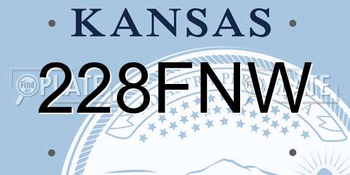 228FNW Kansas License Plate