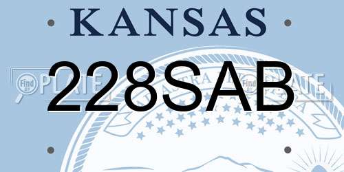 228SAB Kansas License Plate