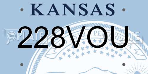 228VOU Kansas License Plate