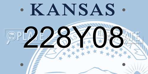 228Y08 Kansas License Plate