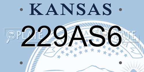 229AS6 Kansas License Plate