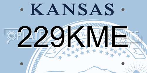 229KME Kansas License Plate