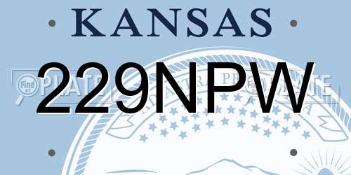 229NPW Kansas License Plate