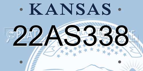 22AS338 Kansas License Plate