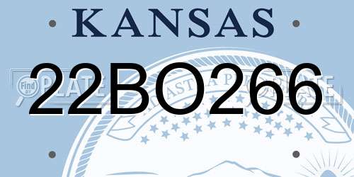 22BO266 Kansas License Plate