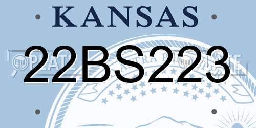 22BS223 Kansas License Plate