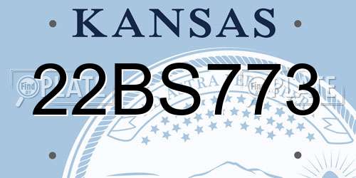 22BS773 Kansas License Plate