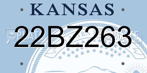 22BZ263 Kansas License Plate