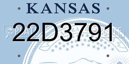 22D3791 Kansas License Plate
