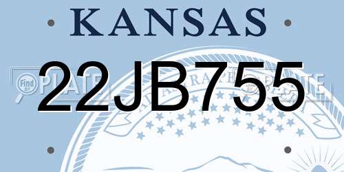 22JB755 Kansas License Plate