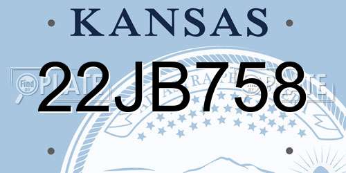 22JB758 Kansas License Plate