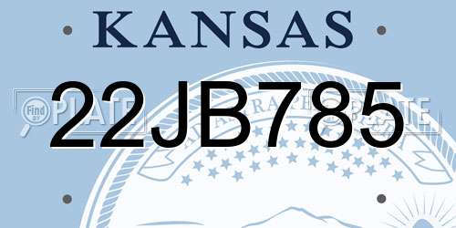 22JB785 Kansas License Plate