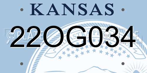 22OG034 Kansas License Plate