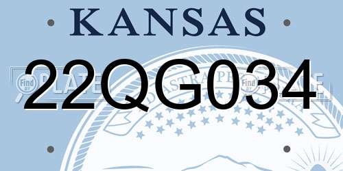 22QG034 Kansas License Plate