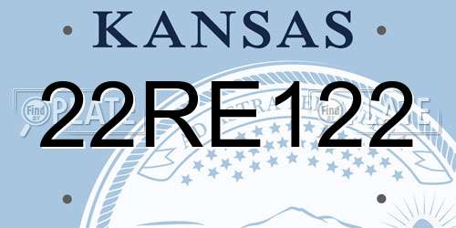 22RE122 Kansas License Plate
