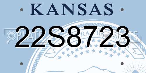22S8723 Kansas License Plate