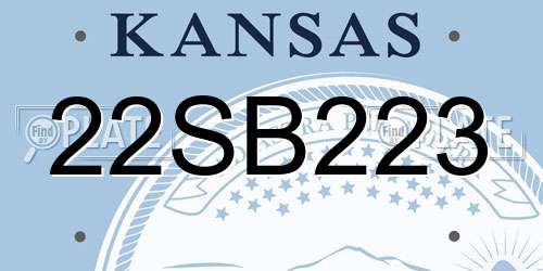 22SB223 Kansas License Plate