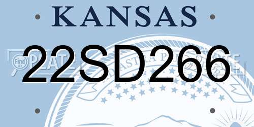 22SD266 Kansas License Plate