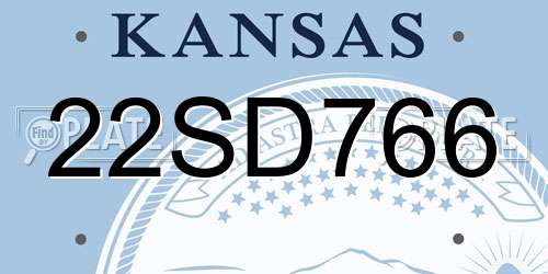 22SD766 Kansas License Plate