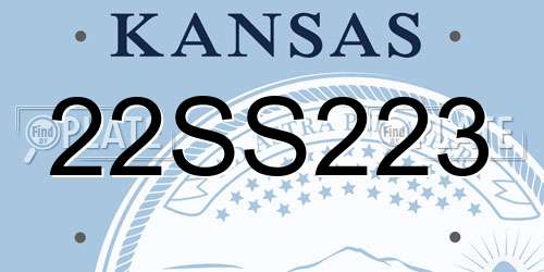 22SS223 Kansas License Plate