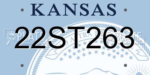 22ST263 Kansas License Plate