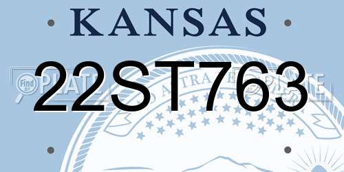 22ST763 Kansas License Plate
