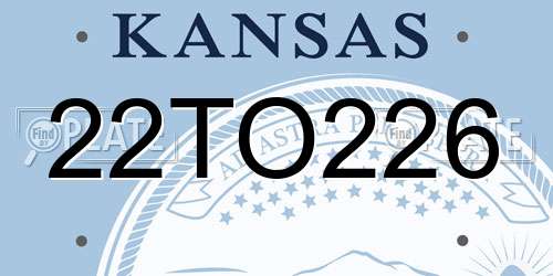 22TO226 Kansas License Plate