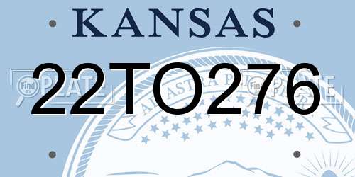 22TO276 Kansas License Plate
