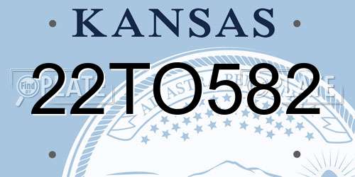 22TO582 Kansas License Plate