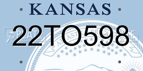 22TO598 Kansas License Plate