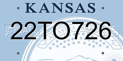 22TO726 Kansas License Plate