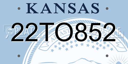 22TO852 Kansas License Plate