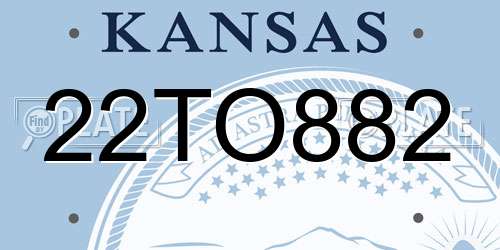 22TO882 Kansas License Plate