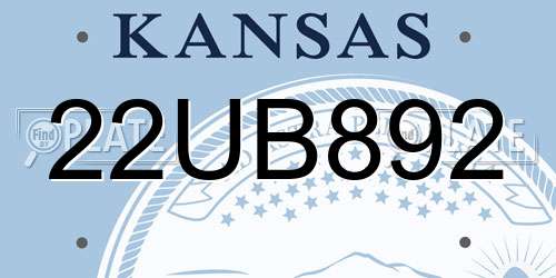22UB892 Kansas License Plate