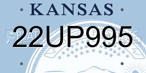 22UP995 Kansas License Plate