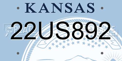 22US892 Kansas License Plate