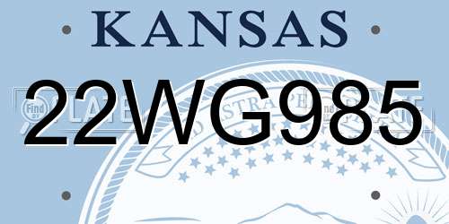 22WG985 Kansas License Plate