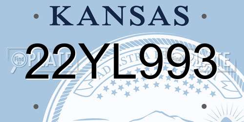 22YL993 Kansas License Plate