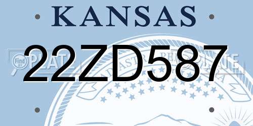 22ZD587 Kansas License Plate
