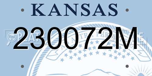 230072M Kansas License Plate