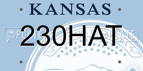 230HAT Kansas License Plate