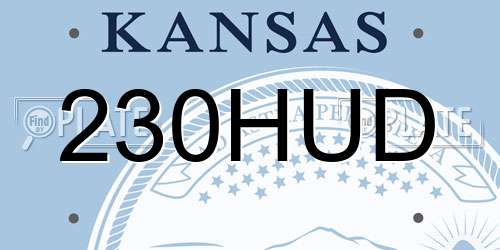 230HUD Kansas License Plate