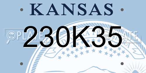 230K35 Kansas License Plate