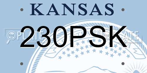 230PSK Kansas License Plate