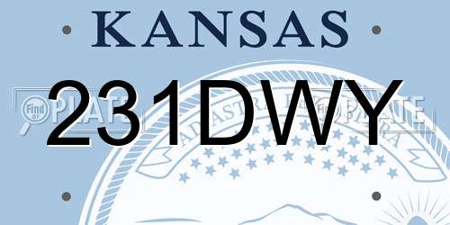 231DWY Kansas License Plate
