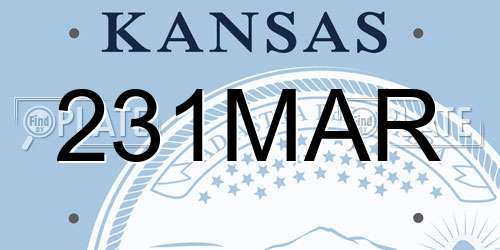 231MAR Kansas License Plate