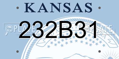 232B31 Kansas License Plate