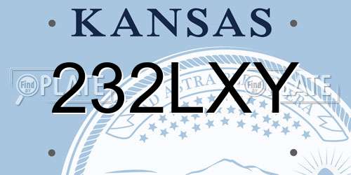 232LXY Kansas License Plate
